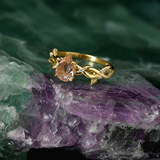 Anillo de compromiso con zafiro rosa natural de 1.0ct corte gota y 6 diamantes naturales elaborado oro amarillo de 14k