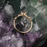 Anillo de compromiso con zafiro rosa natural de 1.0ct corte gota y 6 diamantes naturales elaborado oro amarillo de 14k