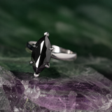 Anillo de compromiso con diamante natural sal y pimienta central de 2.0ct corte marquise elaborado en oro blanco de 14k