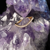 Par de argollas de matrimonio confort sólidas de 8mm y 3mm con incrustación de 16 diamantes de laboratorio elaboradas en oro amarillo de 14k