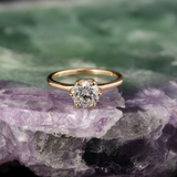 Anillo de compromiso con diamante de laboratorio de 1.0ct corte brillante con certificado IGI elaborado en oro amarillo 14k