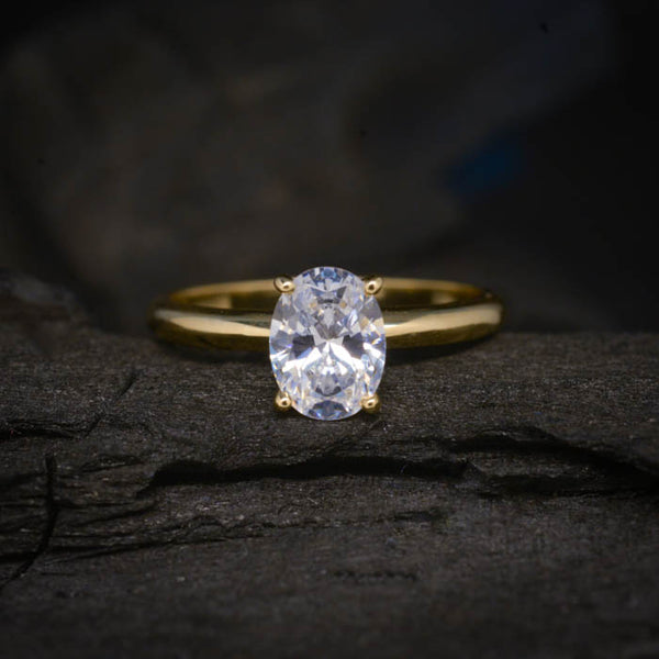 Anillo de compromiso con moissanita de 1.0ct con certificado GRA elaborado en oro amarillo de 14 kilates