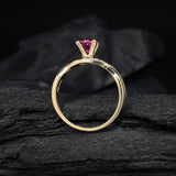 Anillo de compromiso con zafiro rosa natural y 8 diamantes naturales elaborado oro amarillo de 14 kilates