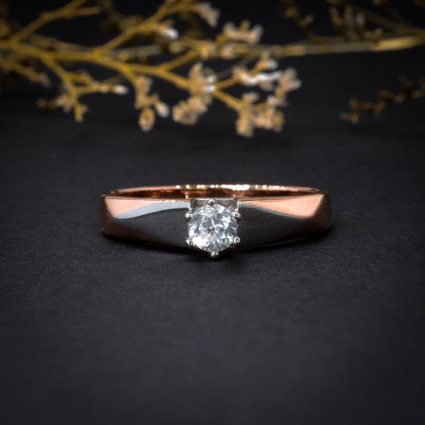 Anillo de compromiso con diamante natural .20ct en oro rosa de 14 kilates