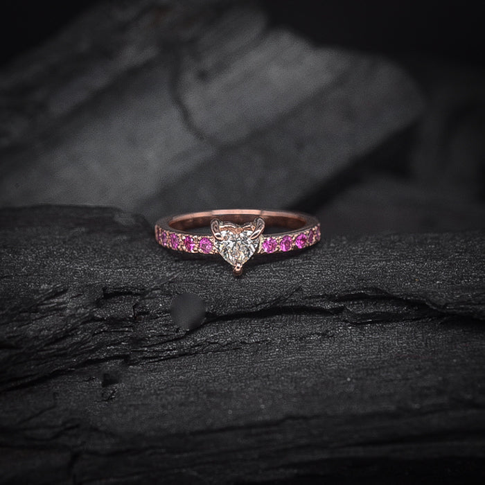 Corazon Argollas De Compromiso Anillo Corte Corazon Anillo De