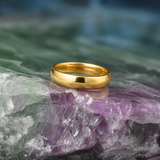 Par de argollas de matrimonio de 4mm y 5mm confort sólidas elaboradas en oro amarillo de 10k