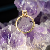 Anillo de compromiso con diamante natural de 1.0ct corte esmeralda con certificación GIA y 10 diamantes naturales laterales elaborado en oro amarillo de 14k