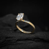 Anillo de compromiso con diamante de laboratorio de 1.0ct corte oval con certificado IGI elaborado en oro amarillo de 14k
