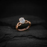 Anillo de compromiso con diamante de laboratorio de 1.0ct corte oval con certificado IGI elaborado en oro rosa de 14k