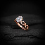 Anillo de compromiso con diamante de laboratorio de 1.0ct corte oval con certificado IGI elaborado en oro rosa de 14k