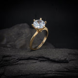 Anillo de compromiso con diamante de laboratorio de 2.0ct con certificado IGI realizado en oro amarillo 14 kilates