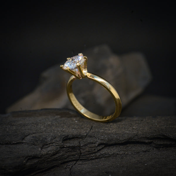 Anillo de compromiso con diamante natural central de 1.0ct con certificación GIA elaborado en oro amarillo de 14 kilates