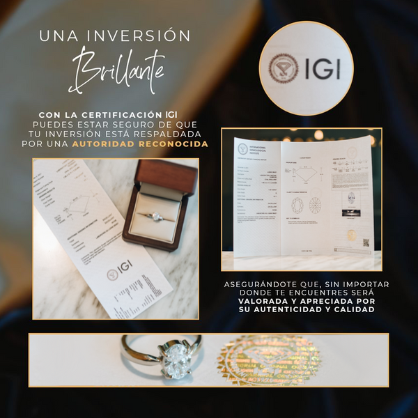 Anillo de compromiso con diamante de laboratorio de 1.0ct con certificado IGI y diamantes de laboratorio laterales elaborado en oro blanco de 14 kilates
