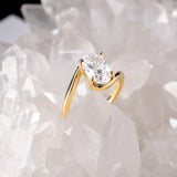 Anillo de compromiso con diamante natural de 1.5ct corte oval con certificado IGI elaborado en oro amarillo de 14k
