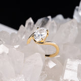 Anillo de compromiso con diamante natural de 1.5ct corte oval con certificado IGI elaborado en oro amarillo de 14k