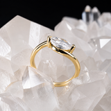 Anillo de compromiso con diamante natural de 1.0ct corte marquise con certificación GIA elaborado en oro amarillo de 14k