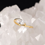 Anillo de compromiso con diamante natural de 1.0ct corte marquise con certificación GIA elaborado en oro amarillo de 14k