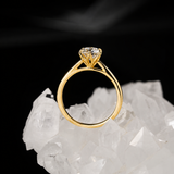 Anillo de compromiso con diamante natural de 1.0ct corte brillante con certificación GIA elaborado en oro amarillo de 14k