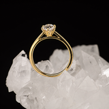 Anillo de compromiso con diamante natural de 1.0ct corte brillante con certificación GIA elaborado en oro amarillo de 14k