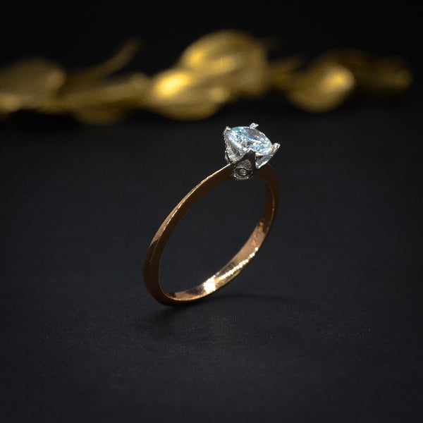 Anillo de compromiso con moissanita de medio quilate certificado GRA elaborado en oro rosa de 14 kilates