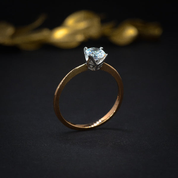 Anillo de compromiso con moissanita de medio quilate certificado GRA elaborado en oro rosa de 14 kilates