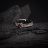 Anillo de compromiso con zafiro rosa natural y 14ct de diamantes naturales laterales realizado en oro blanco de 14 kialtes
