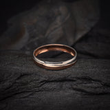 Par de argollas de matrimonio clásicas de 3mm elaboradas en oro rosa y blanco de 10 kilates