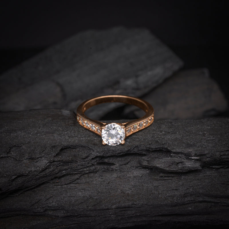 Anillo de compromiso con moissanita de 1 quilate con certificado GRA y 10 diamantes laterales elaborado en oro rosa 14 kilates