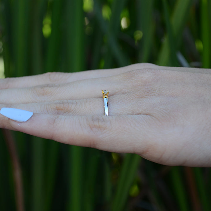 Anillo de compromiso con diamante natural .08ct en oro combinado de 14 kilates